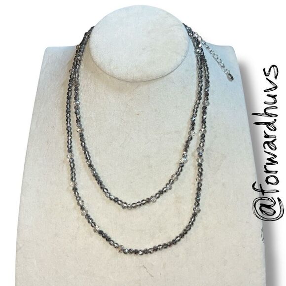 Bundle Sale 3 for $15 | Clear & Dark Metallic Gray Beads – 38” - Picture 4 of 8